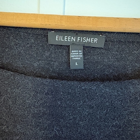 Eileen Fisher Classic Charcoal Grey Wool Midi Shift Dress L - Picture 5 of 7